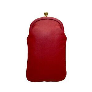 Budd Leather Women’s Red Leather Gold-Tone Clasp Closure Eyeglasses Purse